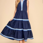 TCEC Mary Lou Navy Midi Dress