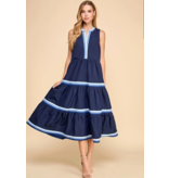 TCEC Mary Lou Navy Midi Dress
