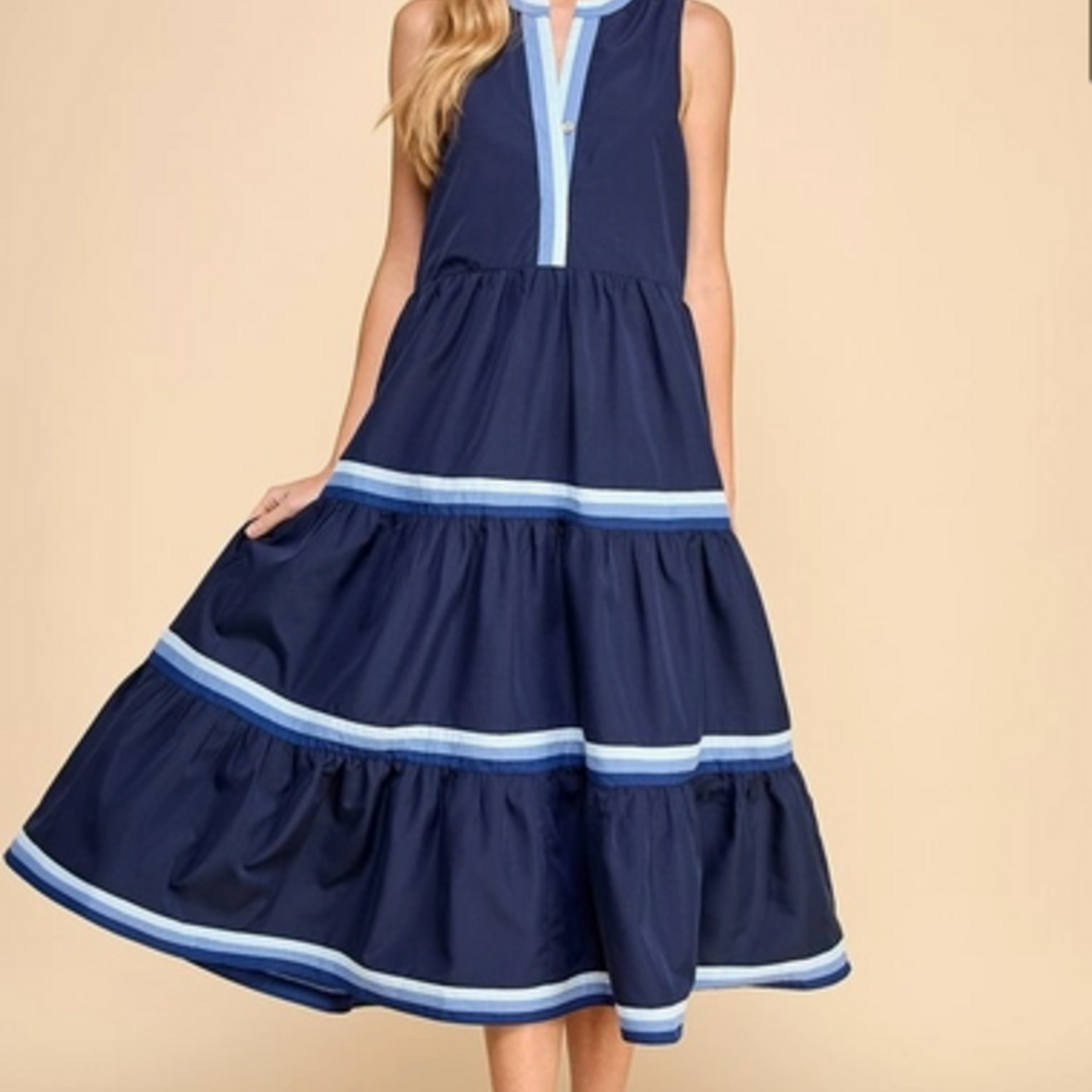 TCEC Mary Lou Navy Midi Dress