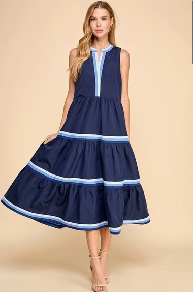 Mary Lou Navy Midi Dress