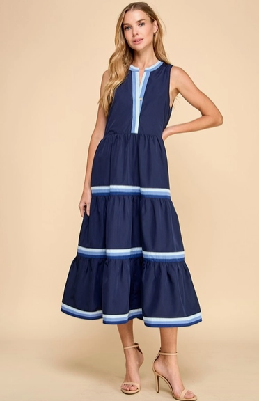 Mary Lou Navy Midi Dress