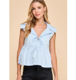 TCEC Collared Wide Peplum Hem Top