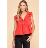TCEC Collared Wide Peplum Hem Top