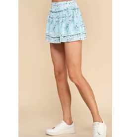 TCEC Gayle Blue Floral Athleisure Skirt