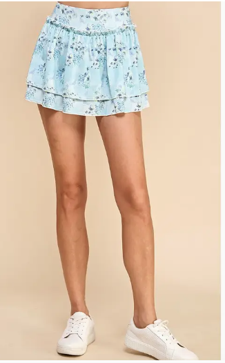 Gayle Blue Floral Athleisure Skirt