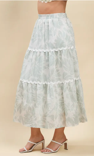 Palm Leaf Midi Skirt