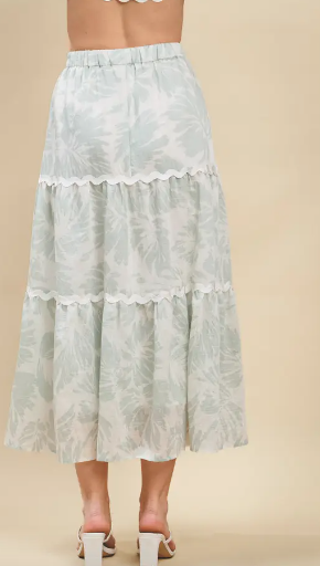 Palm Leaf Midi Skirt