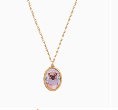 Fable Catherine Rowe Pet Portraits Pug Pendent Short Necklace