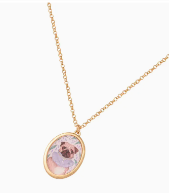 Fable Catherine Rowe Pet Portraits Pug Pendent Short Necklace