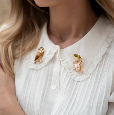 Fable Enamel Dormouse Brooch