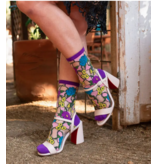 Stain Glass Floral Sheer Crew Sock