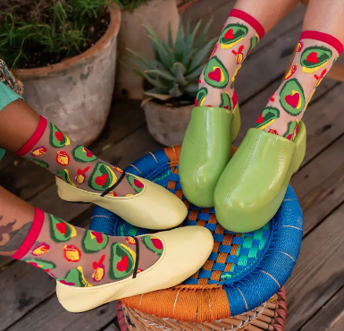 Avocado Lover Sheer Crew Sock