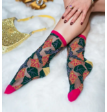 Brocade Jaguar Black Sheer Crew Sock