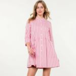 THML Pink Striped Button Up Dress
