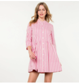 THML Pink Striped Button Up Dress