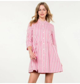 THML Pink Striped Button Up Dress