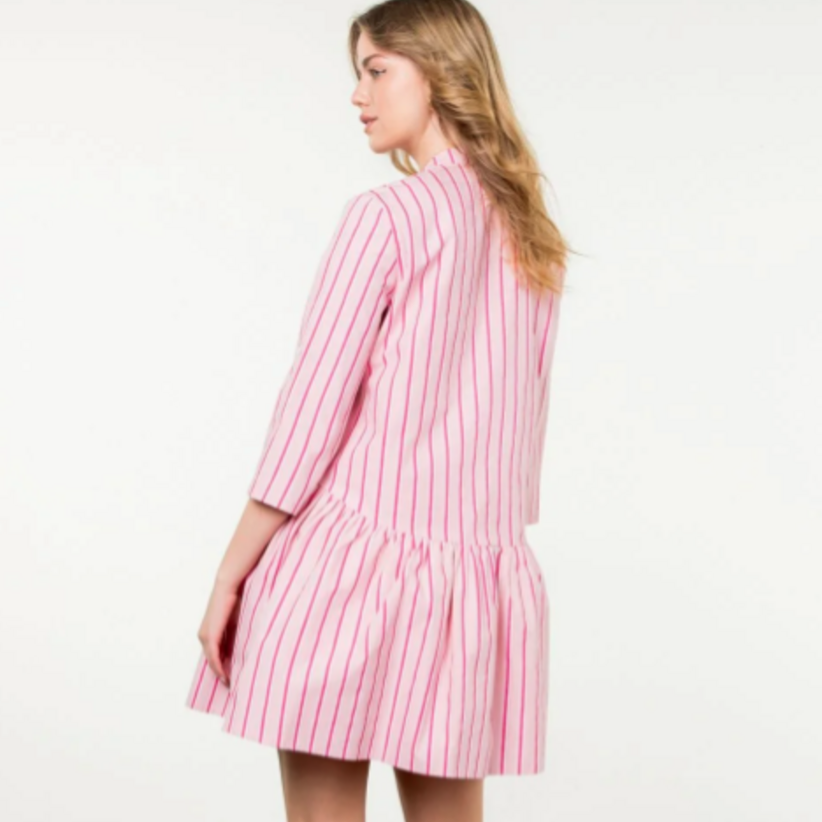 THML Pink Striped Button Up Dress