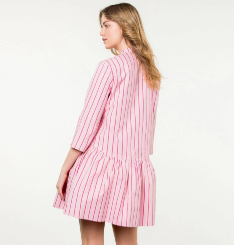 THML Pink Striped Button Up Dress