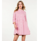 THML Pink Striped Button Up Dress