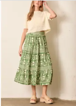 Dusty Green Floral Skirt