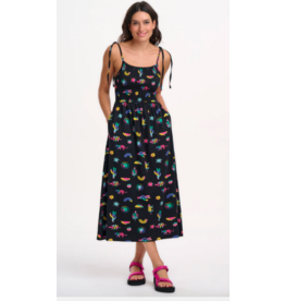 Sugarhill Brighton WILLA SHIRRED JERSEY SUNDRESS BLACK, SUMMER  JOY