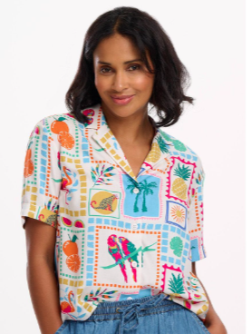 Sugarhill Brighton ODELE SHIRT OFF-WHITE, JUNGLE TILE