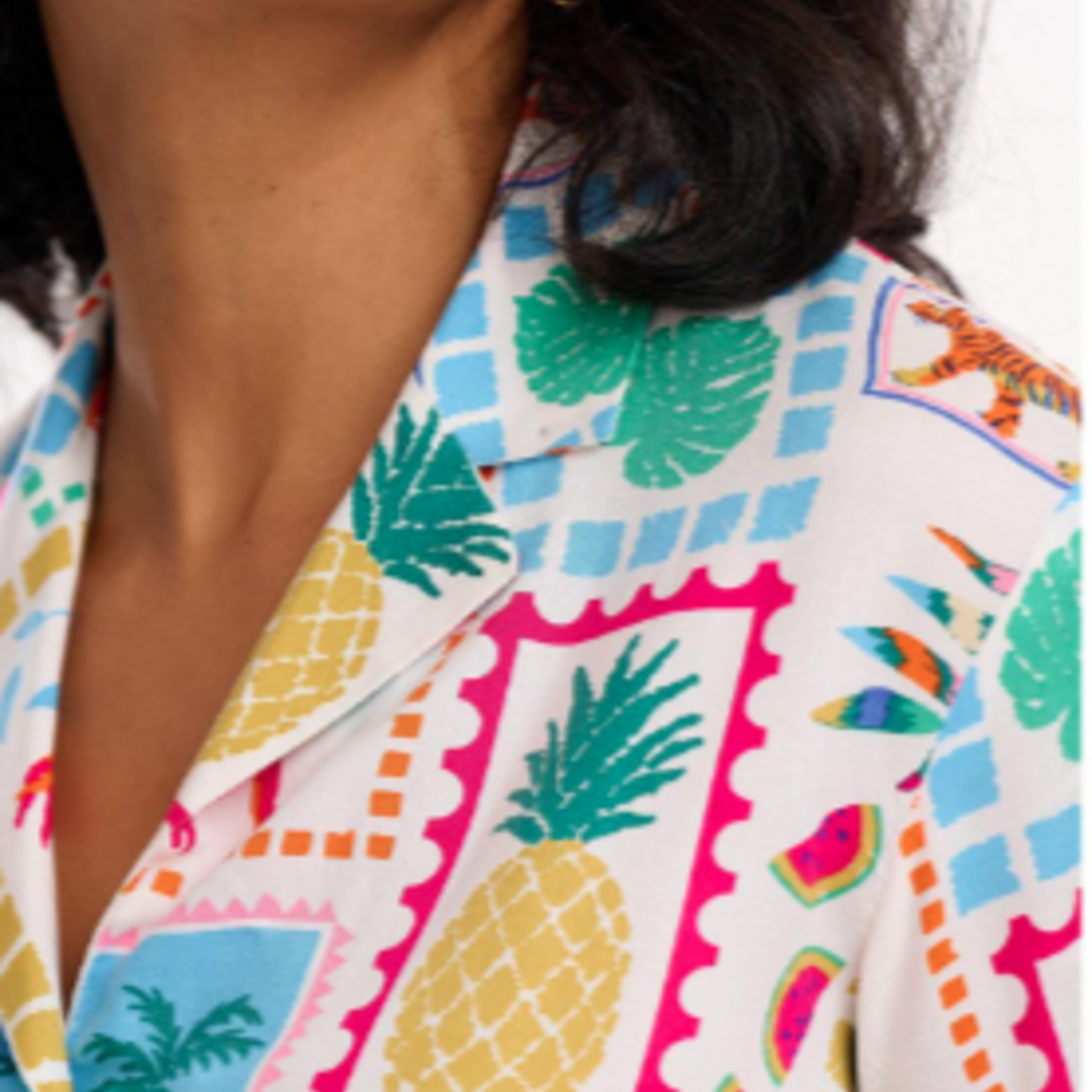 Sugarhill Brighton ODELE SHIRT OFF-WHITE, JUNGLE TILE