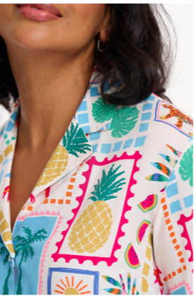 Sugarhill Brighton ODELE SHIRT OFF-WHITE, JUNGLE TILE