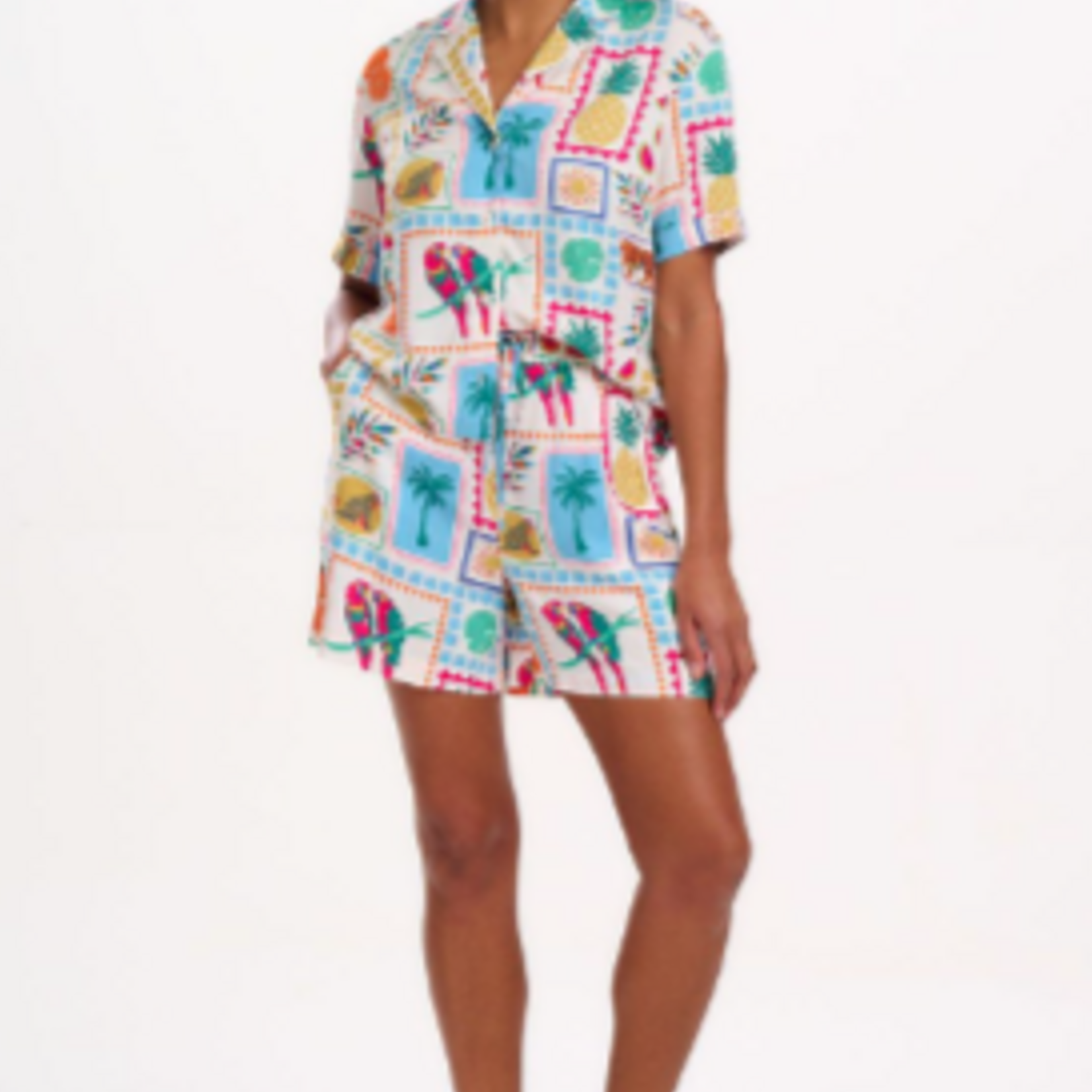 Sugarhill Brighton PATTY SHORTS OFF-WHITE, JUNGLE TILE