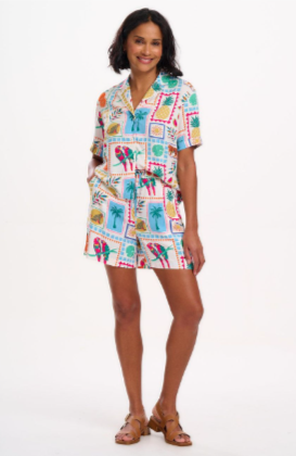 Sugarhill Brighton PATTY SHORTS OFF-WHITE, JUNGLE TILE