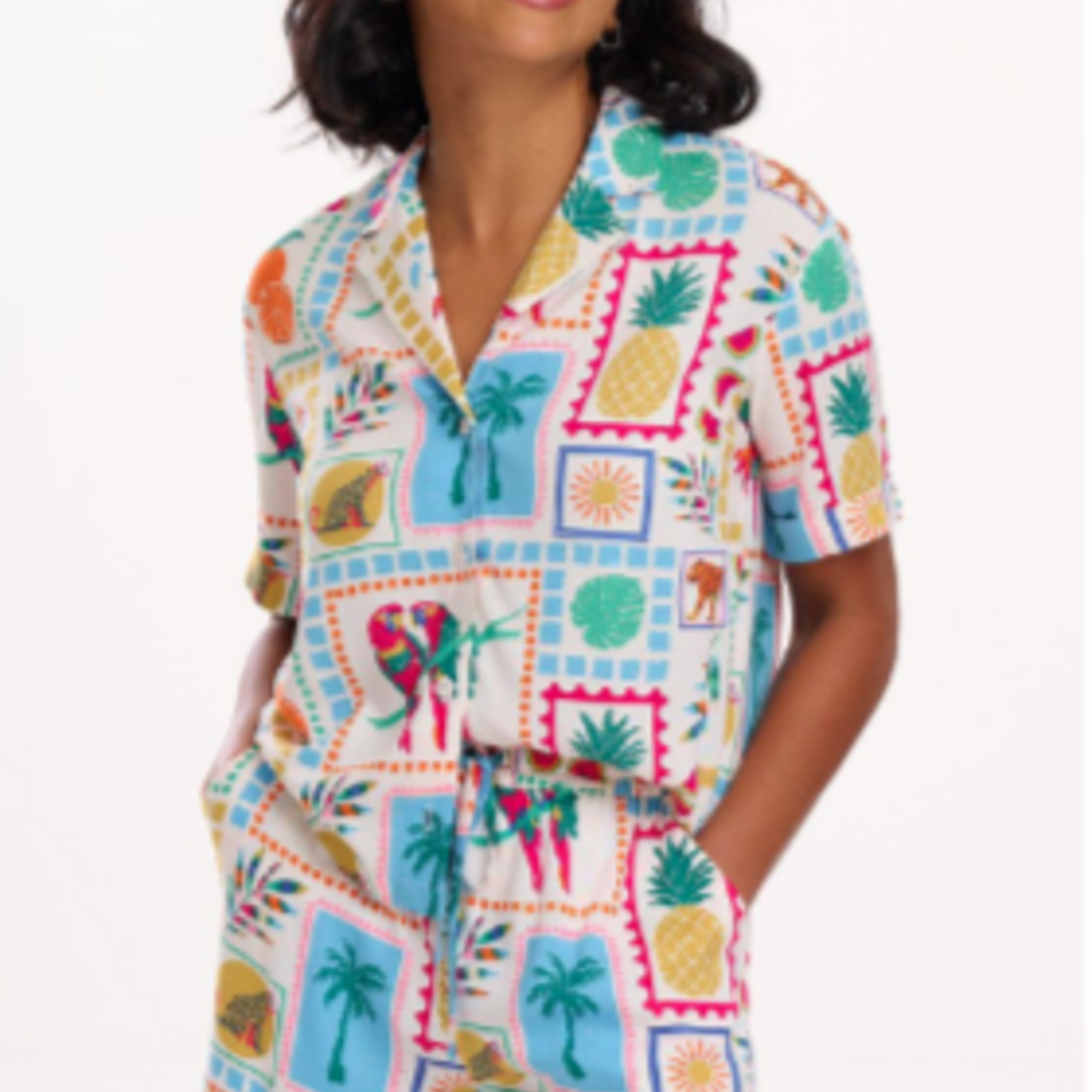 Sugarhill Brighton PATTY SHORTS OFF-WHITE, JUNGLE TILE