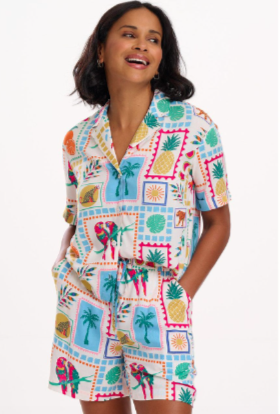 Sugarhill Brighton PATTY SHORTS OFF-WHITE, JUNGLE TILE