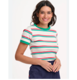 Sugarhill Brighton VELDA FITTED T-SHIRT OFF-WHITE/MULTI, RETRO STRIPE