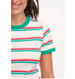 Sugarhill Brighton VELDA FITTED T-SHIRT OFF-WHITE/MULTI, RETRO STRIPE