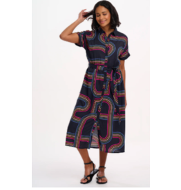 Sugarhill Brighton LEIGH MIDI SHIRT DRESS Black Retro Racer