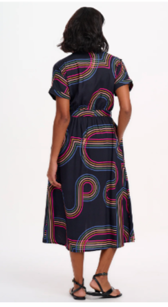 Sugarhill Brighton LEIGH MIDI SHIRT DRESS Black Retro Racer