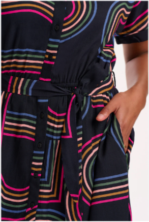 Sugarhill Brighton LEIGH MIDI SHIRT DRESS Black Retro Racer