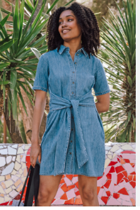 Sugarhill Brighton TALITHA MINI SHIRT DRESS Mid Blue Denim