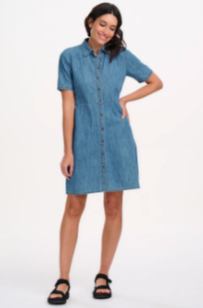 Sugarhill Brighton TALITHA MINI SHIRT DRESS Mid Blue Denim