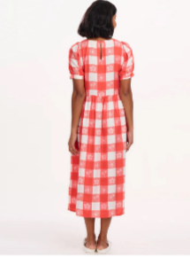 Sugarhill Brighton WREN SMOCK DRESS OFF- WHITE/CORAL,  TROPICAL GINGHAM