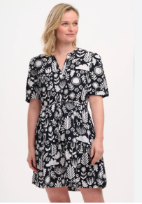 Sugarhill Brighton SABINE MINI SHIRT DRESS MONOCHROME, FOLK FLORAL