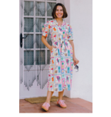 Sugarhill Brighton PENELOPE MIDI SHIRT DRESS OFF-WHITE, JUNGLE TILE