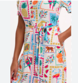 Sugarhill Brighton PENELOPE MIDI SHIRT DRESS OFF-WHITE, JUNGLE TILE
