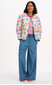 Sugarhill Brighton ROCCO QUILTED JACKET OFF-WHITE, TROPICAL HUMMINGBIRD