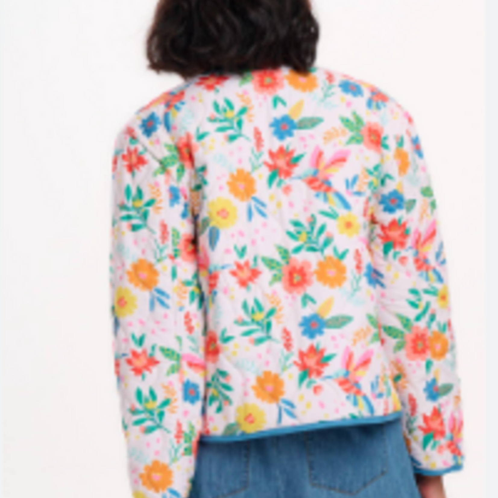 Sugarhill Brighton ROCCO QUILTED JACKET OFF-WHITE, TROPICAL HUMMINGBIRD