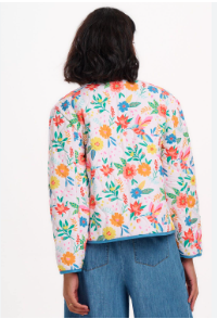 Sugarhill Brighton ROCCO QUILTED JACKET OFF-WHITE, TROPICAL HUMMINGBIRD