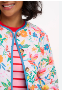 Sugarhill Brighton ROCCO QUILTED JACKET OFF-WHITE, TROPICAL HUMMINGBIRD