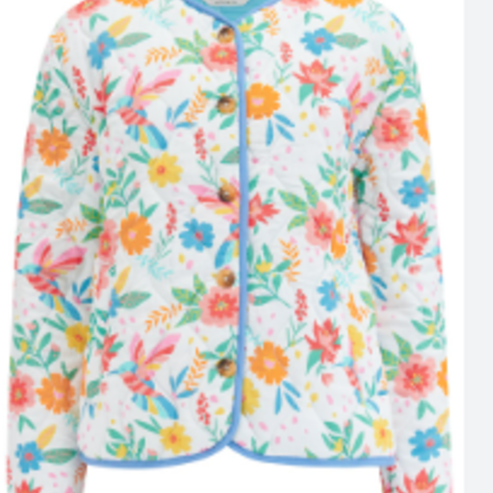 Sugarhill Brighton ROCCO QUILTED JACKET OFF-WHITE, TROPICAL HUMMINGBIRD