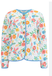 Sugarhill Brighton ROCCO QUILTED JACKET OFF-WHITE, TROPICAL HUMMINGBIRD