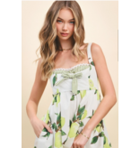 TCEC Lemon Tree Print Back Smocked Detail Casual Romper